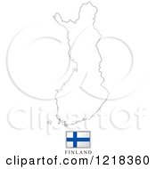Clipart Of A Finland Flag And Map Outline Royalty Free Vector Illustration