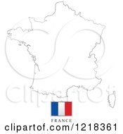 Clipart Of A France Flag And Map Outline Royalty Free Vector Illustration