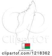 Clipart Of A Madagascar Flag And Map Outline Royalty Free Vector Illustration