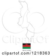 Clipart Of A Malawi Flag And Map Outline Royalty Free Vector Illustration