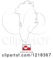 Clipart Of A Greenland Flag And Map Outline Royalty Free Vector Illustration