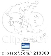 Clipart Of A Greek Flag And Map Outline Royalty Free Vector Illustration