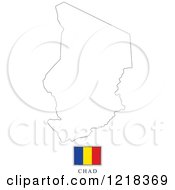 Clipart Of A Chad Flag And Map Outline Royalty Free Vector Illustration