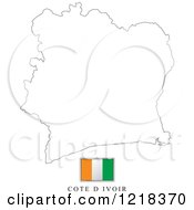 Clipart Of A Ivory Coast Flag And Map Outline Royalty Free Vector Illustration
