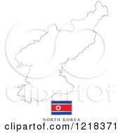 Clipart Of A North Korea Flag And Map Outline Royalty Free Vector Illustration