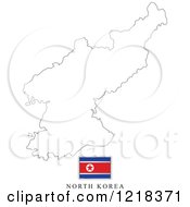 North Korea Flag And Map Outline