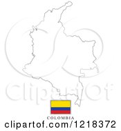 Clipart Of A Colombia Flag And Map Outline Royalty Free Vector Illustration