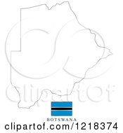 Clipart Of A Botswana Flag And Map Outline Royalty Free Vector Illustration
