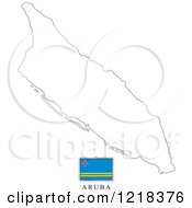 Clipart Of A Aruba Flag And Map Outline Royalty Free Vector Illustration