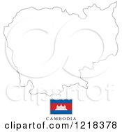 Clipart Of A Cambodia Flag And Map Outline Royalty Free Vector Illustration