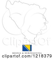 Clipart Of A Bosnia And Herzegovina Flag And Map Outline Royalty Free Vector Illustration