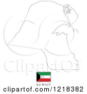 Clipart Of A Kuwait Flag And Map Outline Royalty Free Vector Illustration