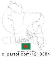 Clipart Of A Bangladesh Flag And Map Outline Royalty Free Vector Illustration