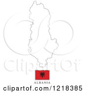 Clipart Of A Albania Flag And Map Outline Royalty Free Vector Illustration