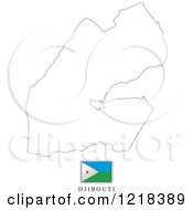 Clipart Of A Djibouti Flag And Map Outline Royalty Free Vector Illustration