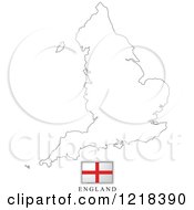 Clipart Of A England Flag And Map Outline Royalty Free Vector Illustration