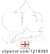 Poster, Art Print Of England Flag And Map Outline