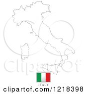 Poster, Art Print Of Italy Flag And Map Outline