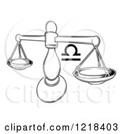 Clipart Of A Black And White Astrology Zodiac Libra Scales And Symbol Royalty Free Vector Illustration by AtStockIllustration