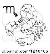 Clipart Of A Black And White Astrology Zodiac Scorpio Scorpion And Symbol Royalty Free Vector Illustration