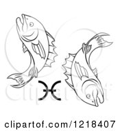 Poster, Art Print Of Black And White Astrology Zodiac Pisces Fish And Symbol