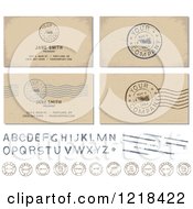 Poster, Art Print Of Postal Stamps And Your Company Is Requested Postmarks With Sample Text