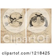 Poster, Art Print Of Vintage Distressed Invitations With A Skull And Crossbones And Revolvers