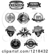Clipart Of Black And White Quality Labels With Sample Text 2 Royalty Free Vector Illustration