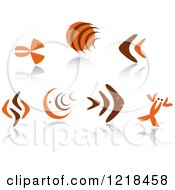 Clipart Of Abstract Orange And Brown Fish And A Crab Royalty Free Vector Illustration