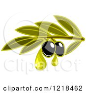 Poster, Art Print Of Black Olives With Dripping Oil And Leaves 2