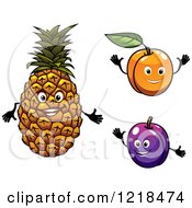 Poster, Art Print Of Happy Pineapple Apricot And Plum Characters