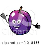 Clipart Of A Happy Plum Character Royalty Free Vector Illustration