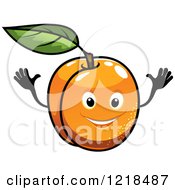 Clipart Of A Happy Apricot Character Royalty Free Vector Illustration