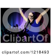 Clipart Of A Woman Throwing Up Her Arms And Dancing At A Party Royalty Free Vector Illustration