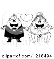 Clipart Of A Black And White Zombie Wedding Couple Holding Hands Under A Heart Royalty Free Vector Illustration