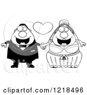 Clipart Of A Black And White Wedding Couple Couple Holding Hands Under A Heart Royalty Free Vector Illustration
