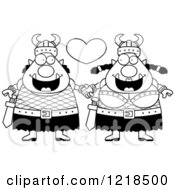 Clipart Of A Black And White Happy Orc Couple Holding Hands Under A Heart Royalty Free Vector Illustration