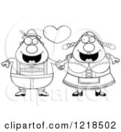 Clipart Of A Black And White Happy Oktoberfest Couple Holding Hands Under A Heart Royalty Free Vector Illustration by Cory Thoman
