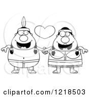 Clipart Of A Black And White Native American Indian Couple Holding Hands Under A Heart Royalty Free Vector Illustration