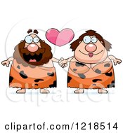 Clipart Of A Caveman Couple Holding Hands Under A Heart Royalty Free Vector Illustration by Cory Thoman