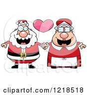 Poster, Art Print Of Santa And Mrs Claus Couple Holding Hands Under A Heart