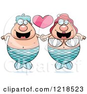 Mermaid Couple Holding Hands Under A Heart