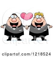 Clipart Of A Chubby Gay Wedding Couple Holding Hands Under A Heart Royalty Free Vector Illustration