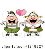 Clipart Of A Happy Oktoberfest Couple Holding Hands Under A Heart Royalty Free Vector Illustration