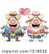 Clipart Of A Cowboy Couple Holding Hands Under A Heart Royalty Free Vector Illustration by Cory Thoman