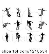 Poster, Art Print Of Black Silhouetted Skateboarders 4