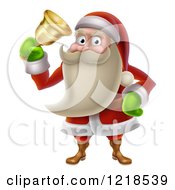 Clipart Of A Happy Santa Ringing A Christmas Bell Royalty Free Vector Illustration by AtStockIllustration