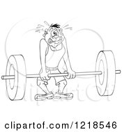 Poster, Art Print Of Outlined Man Trying To Lift A Heavy Barbell