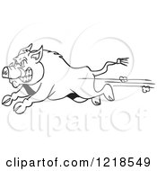 Poster, Art Print Of Angry Outlined Wild Pig Boar Running