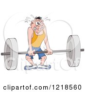 Clipart Of A Man Trying To Lift A Heavy Barbell Royalty Free Vector Illustration